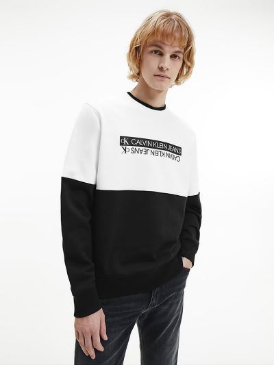 Calvin Klein Ruhák HU523797 | Calvin Klein Organic Cotton Two-Tone Logo Férfi Pulóver Fekete / Világ